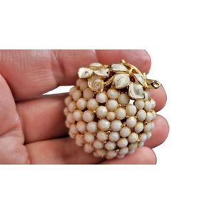 Vintage Milkglass Brooch Fruit With Leaves